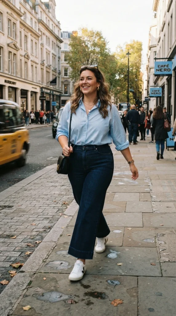 Dark-Wash Wide-Leg Jeans