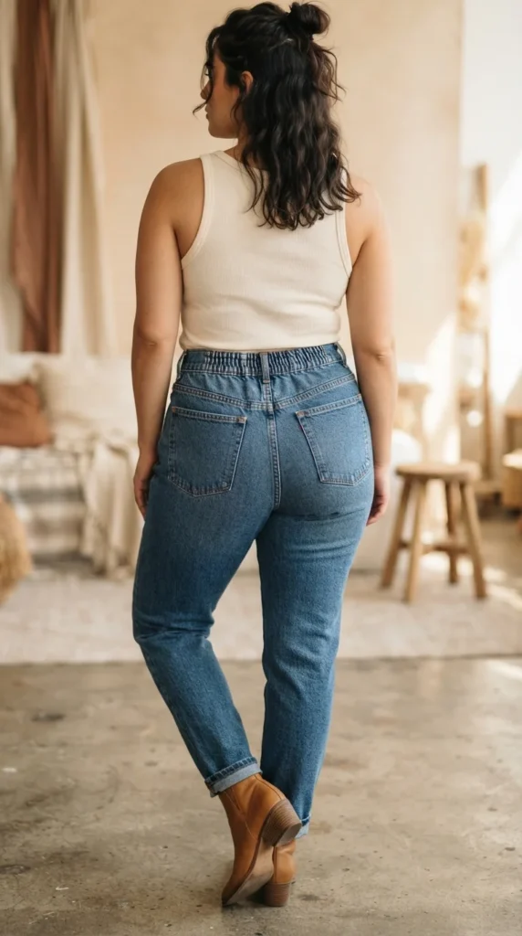 Elastic Back Mom Jeans