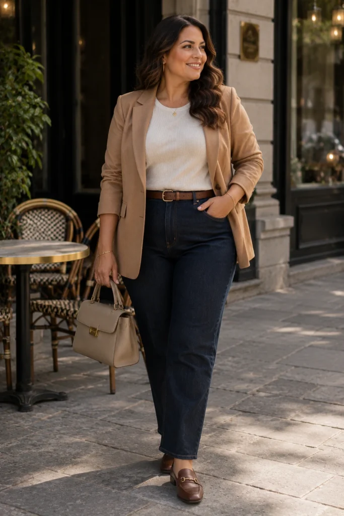 Tailored Blazer With Straight-Leg Jeans
