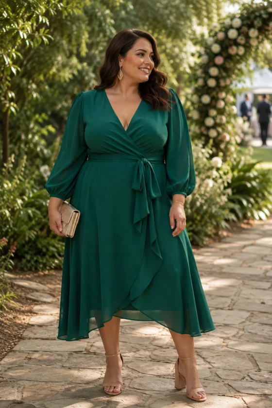 Elegant Wrap Midi Dress