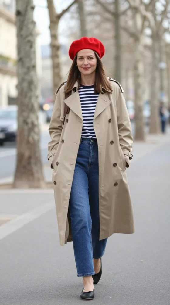 The Classic Trench and Striped Tee