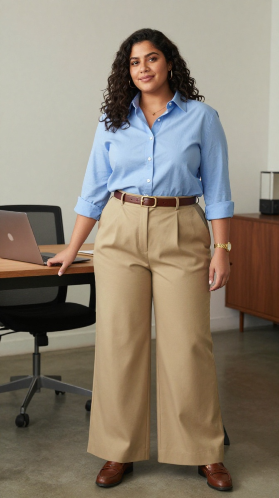 Button-Down and Wide-Leg Pants