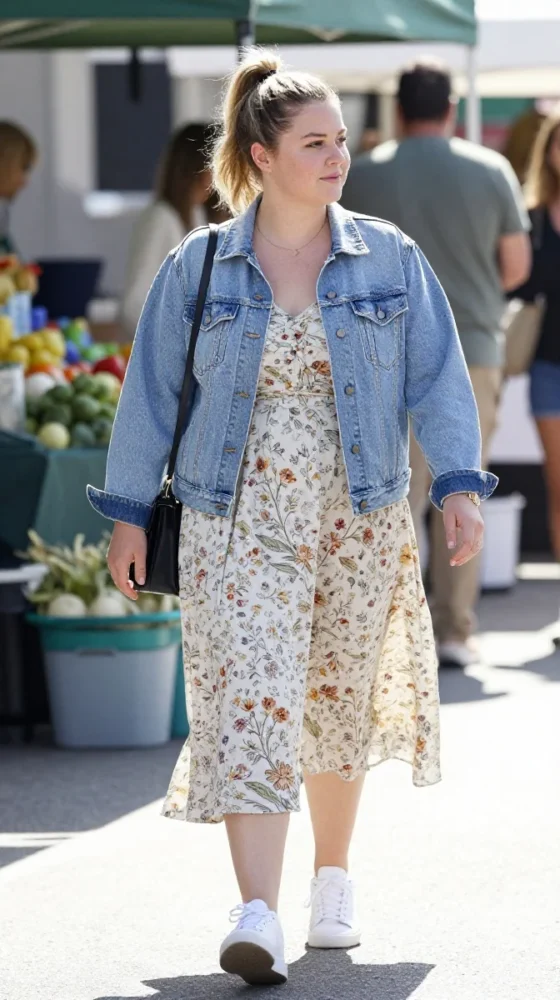 Denim Jacket and Floral Dress