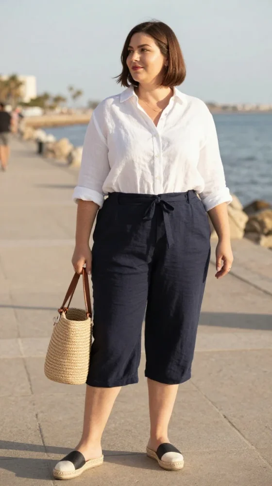 Linen Button-Down and Capris