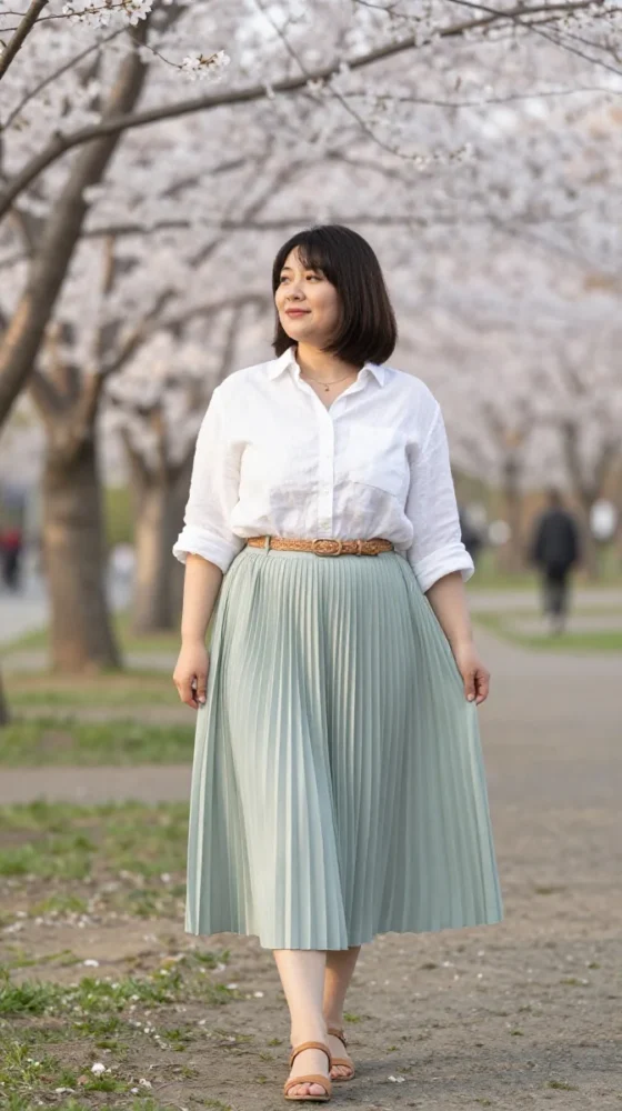 Linen Button-Down and Midi Skirt