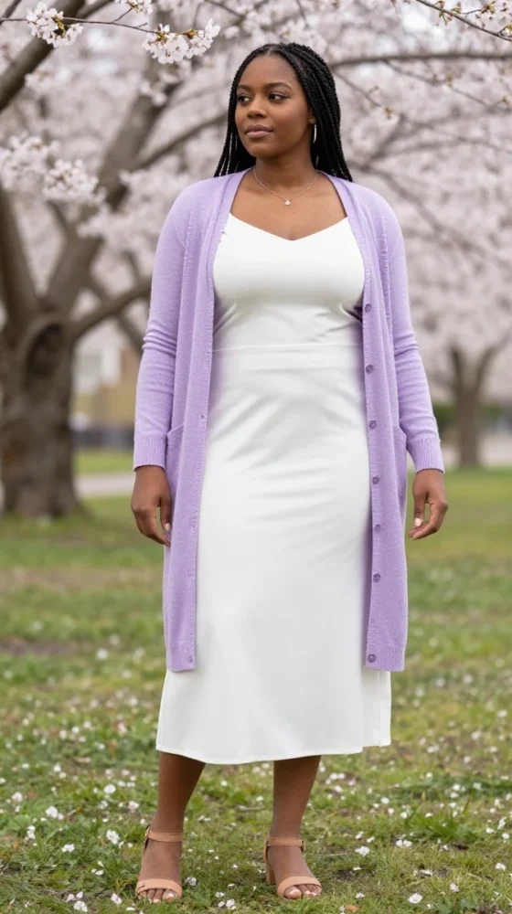 Pastel Cardigan and Midi Dress