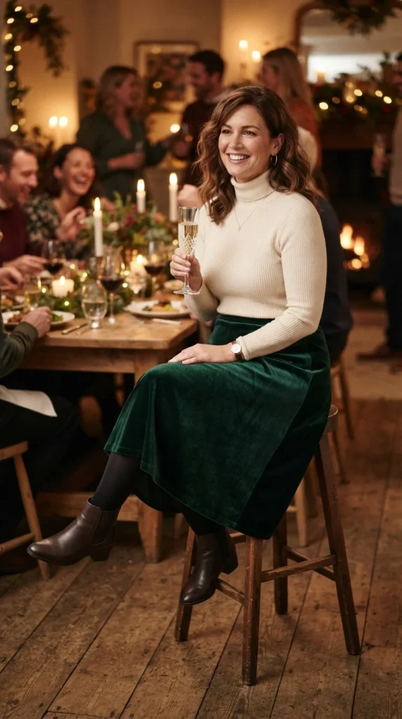 A-Line Midi Skirt + Fitted Turtleneck