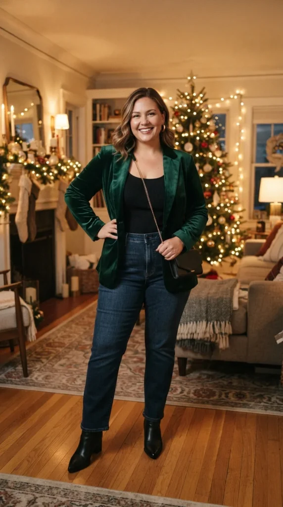 Velvet Blazer & Jeans