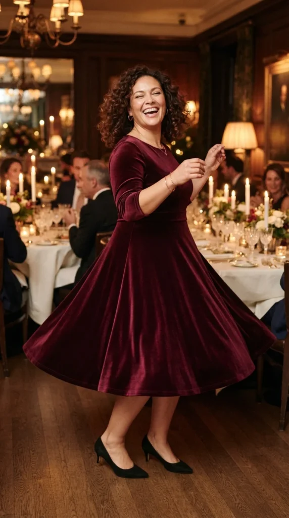 Velvet Fit-and-Flare Dress