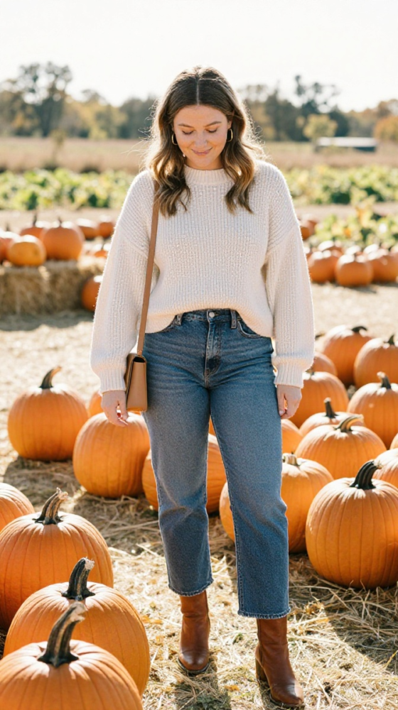 Chunky Knit Sweater + Straight-Leg Jeans