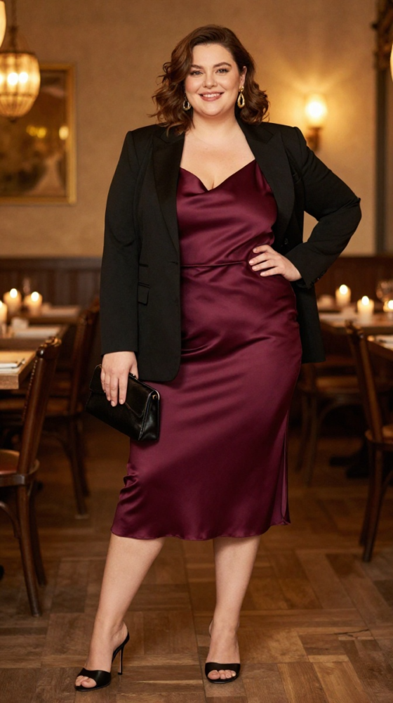 Satin Slip Dress + Blazer