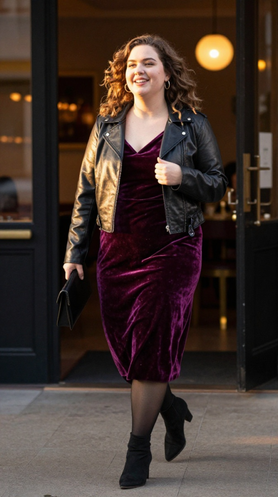 Velvet Midi Dress + Cropped Jacket