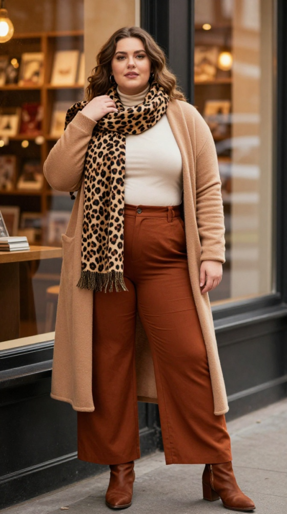 Earthy Tone Layers + Cheetah Scarf