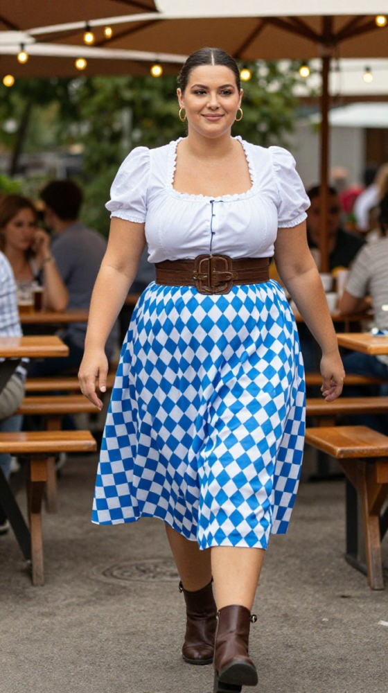 Bavarian Check Skirt + Fitted Blouse