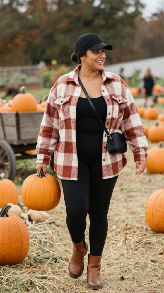Oversized Flannel + Leggings + Boots
