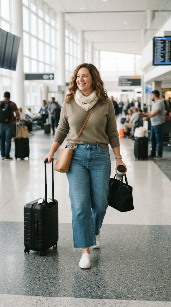 Wide-Leg Denim + Soft Knit
