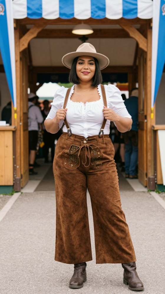 Lederhosen-Inspired Wide-Leg Pants + Blouse