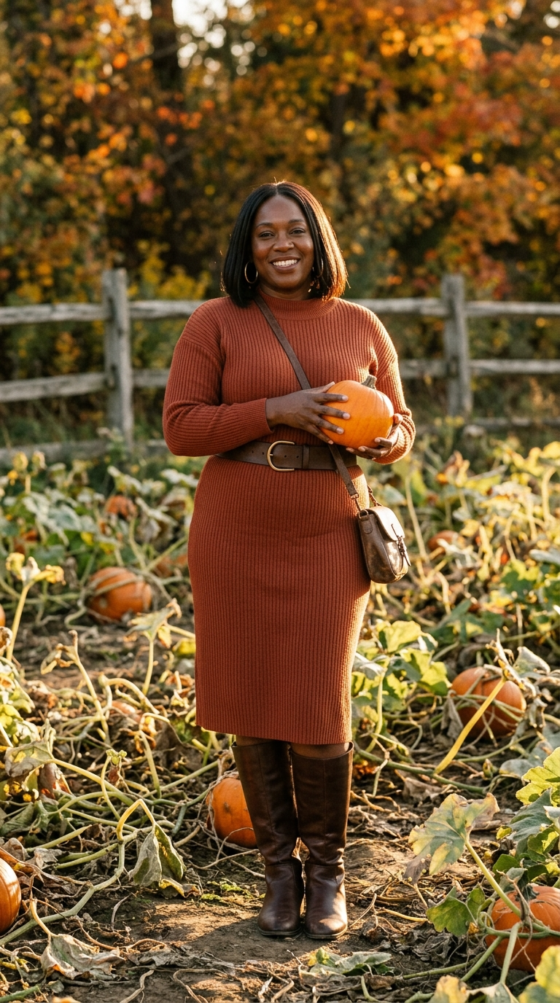 Sweater Dress + Tall Boots