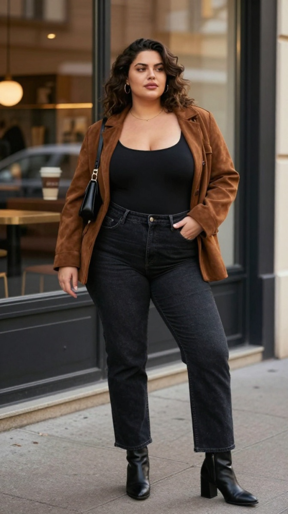 Bodysuit + Straight-Leg Denim