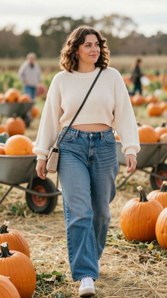 Wide-Leg Jeans + Cropped Sweater