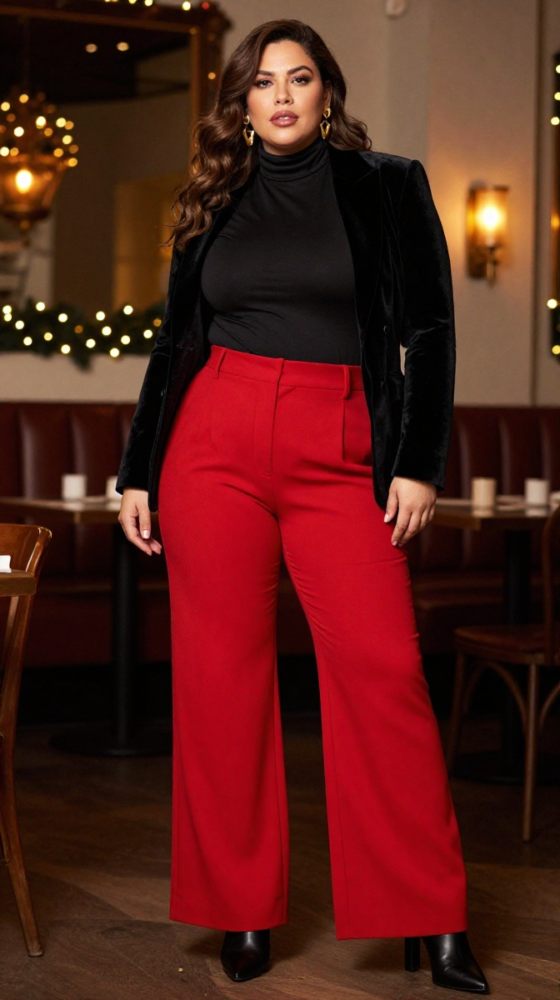 Red Wide-Leg Pants + Blazer