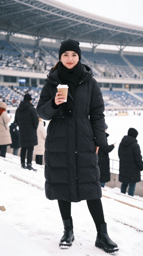 Black Puffer + Leggings + Boots