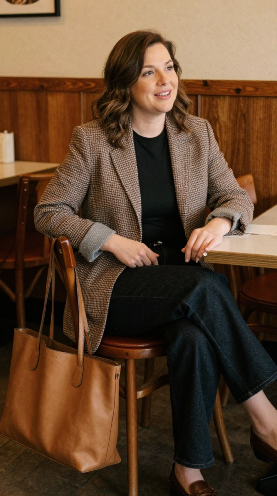 Plaid Blazer + Dark Denim