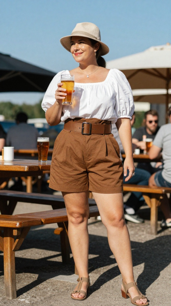 Puff Sleeve Blouse + High-Waist Shorts