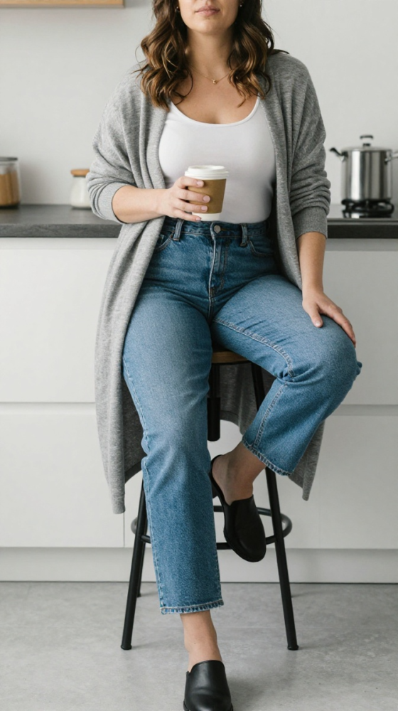 The Cozy Cardigan & Straight-Leg Jeans