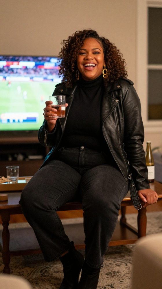 Black Turtleneck + Jeans Watch Party