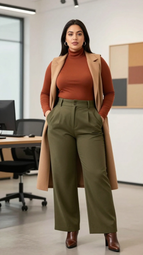  Earthy Tone Turtleneck & Trousers