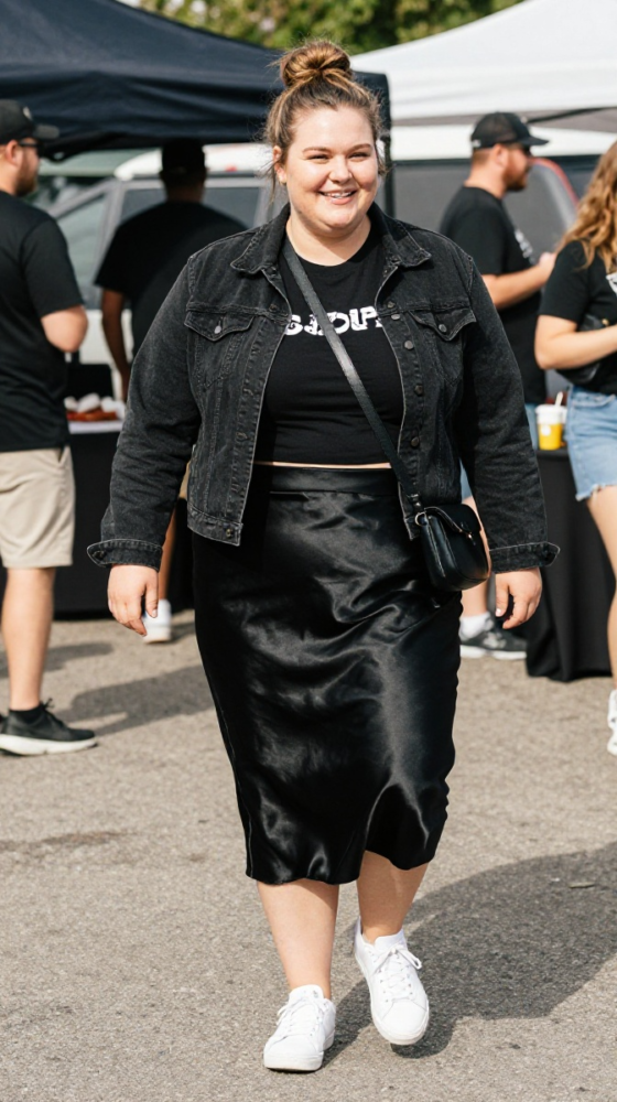 Black Slip Skirt + Graphic Tee