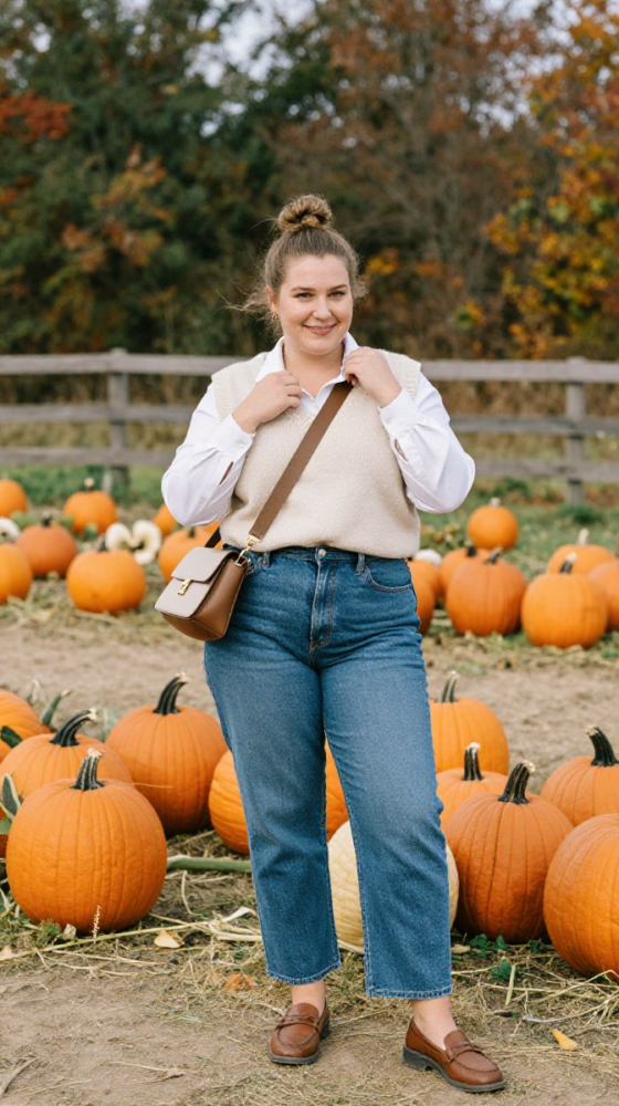 Sweater Vest + Collared Shirt + Denim