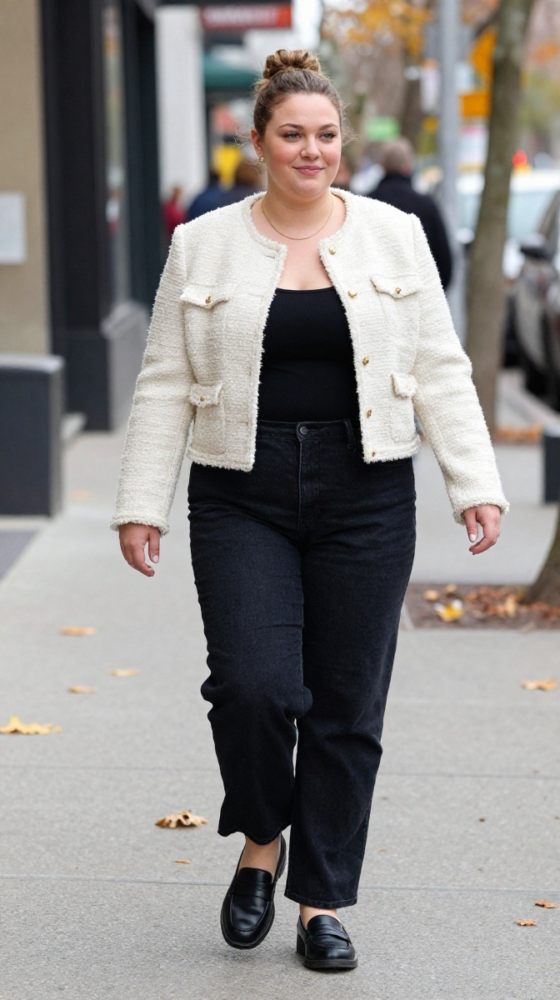 Tweed Jacket + Straight Denim