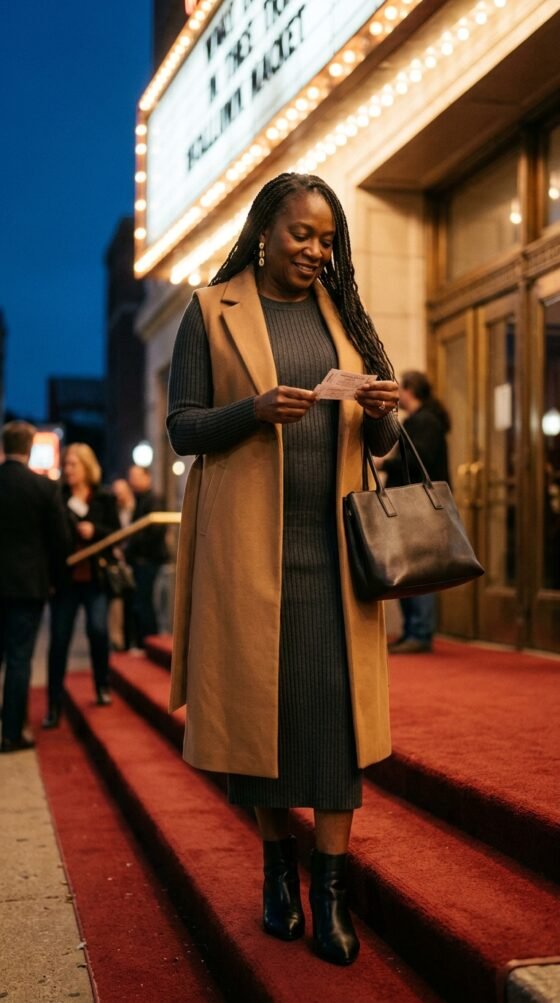 Column Midi Dress and a Tailored Vest