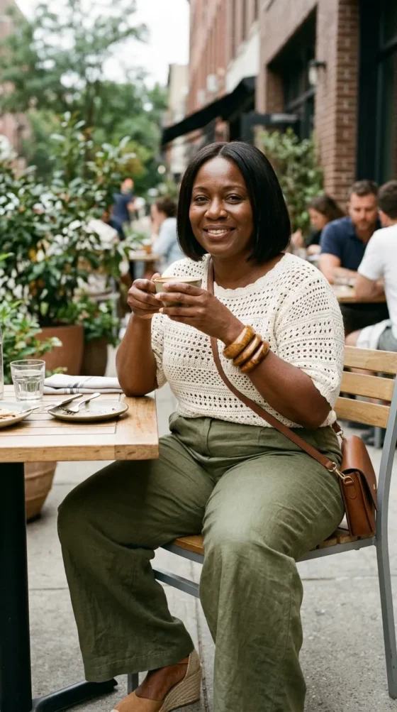 Crochet Top + Wide Leg Pants + Espadrilles