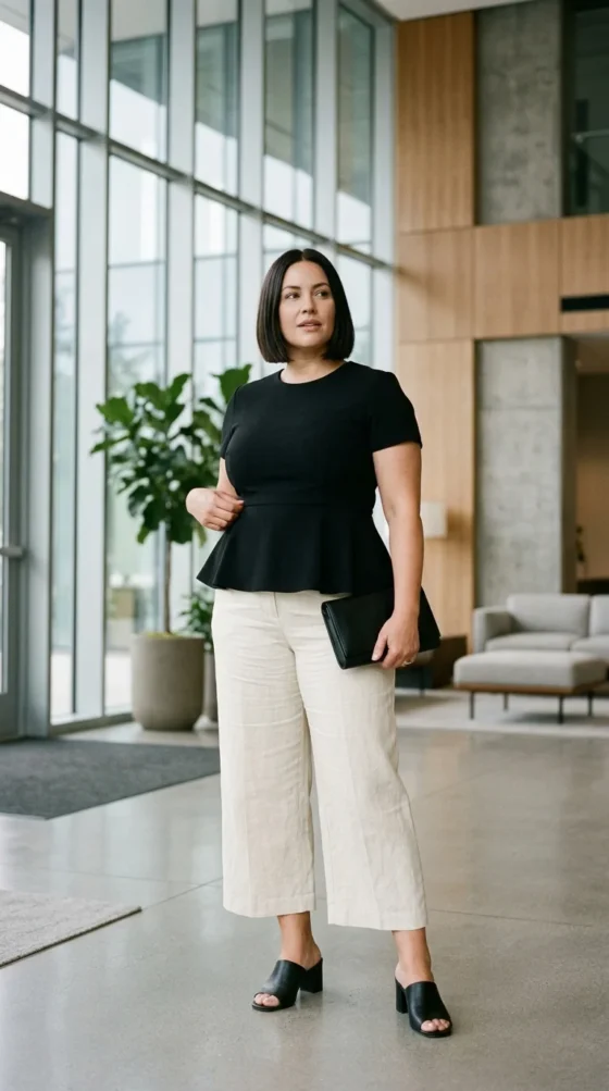 Cropped Pants & Peplum Top