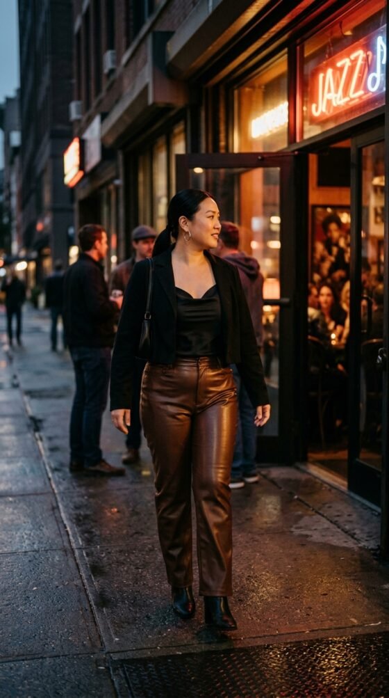 Faux-Leather Trousers and a Cami
