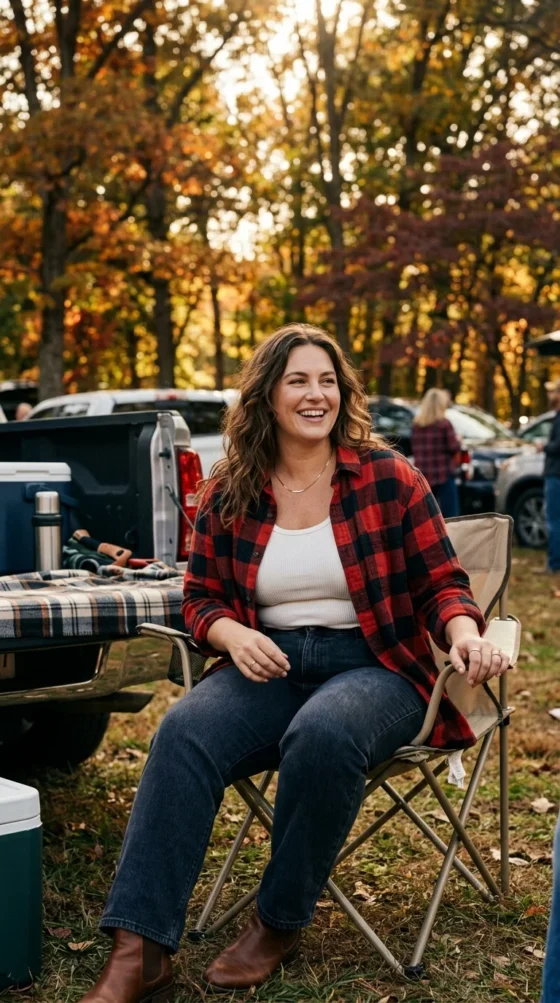Flannel Shirt & Straight Leg Jeans