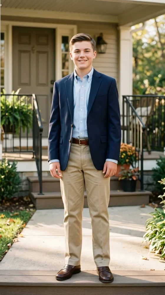Khaki Pants & Navy Blazer