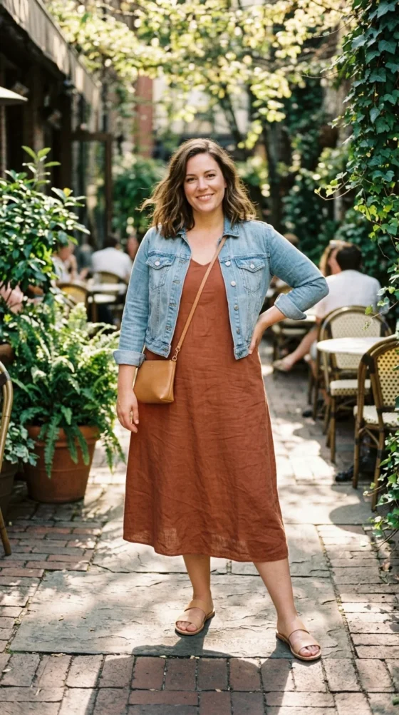 Lightweight Midi Dress & Denim Jacket