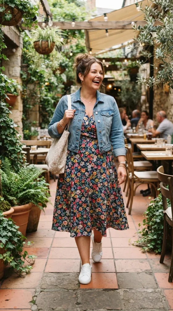 Midi Dress & Denim Jacket