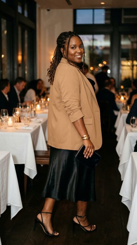 Midi Slip Dress and a Tailored Blazer