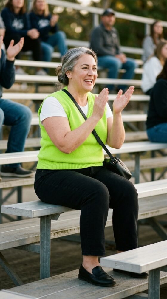 Neon Green Sweater Vest and White Tee