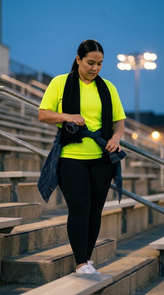 Neon Yellow Jersey Top and Black Leggings