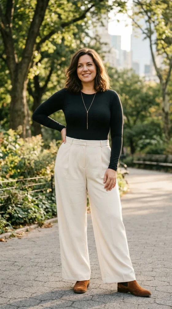 Pair with Wide-Leg and Straight-Leg Pants