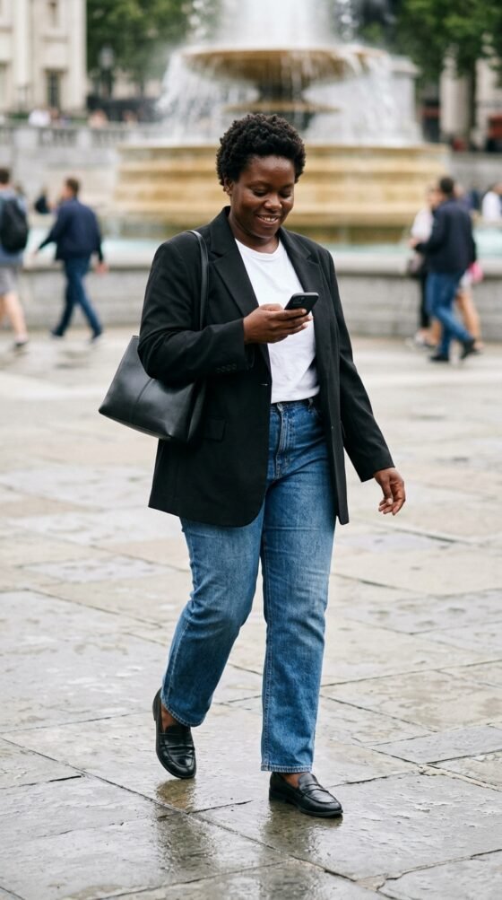Relaxed Blazer and Straight-Leg Jeans