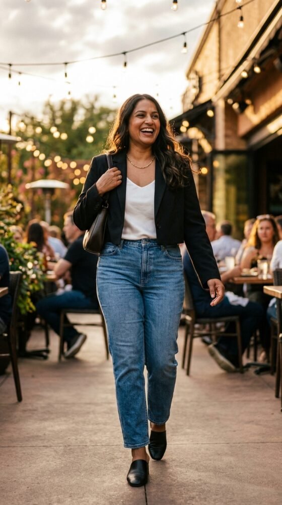 Straight-Leg Jeans and a Cropped Blazer
