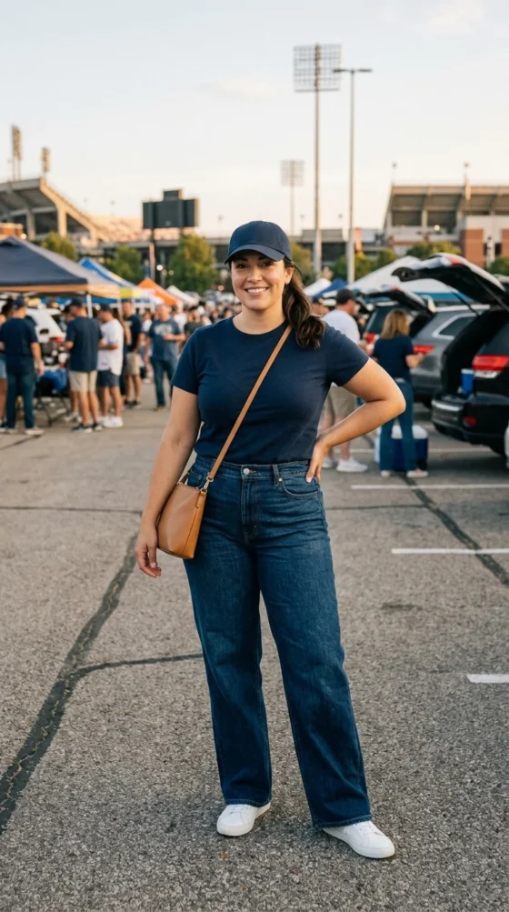 Team Color Tee & Wide Leg Jeans