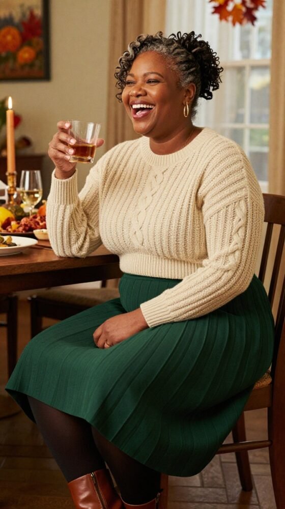 The Cable Knit and Pleated Skirt
